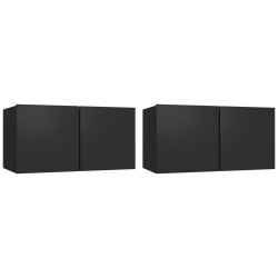 vidaXL Mobili Porta TV Sospesi 2 pz Neri 60x30x30 cm 