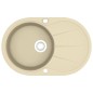 Lavello da Cucina in Granito Vasca Singola Ovale Beige Lavello da Cucina in Granito Vasca Singola Ovale Beige