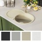Lavello da Cucina in Granito Vasca Singola Ovale Beige Lavello da Cucina in Granito Vasca Singola Ovale Beige