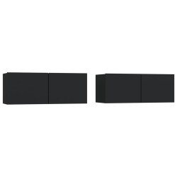 vidaXL Mobili Porta TV 2 pz Neri 80x30x30 cm in Legno Multistrato