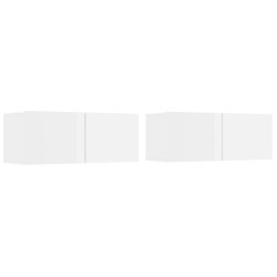 vidaXL Mobili Porta TV 2pz Bianco Lucido 80x30x30 cm Legno Multistrato
