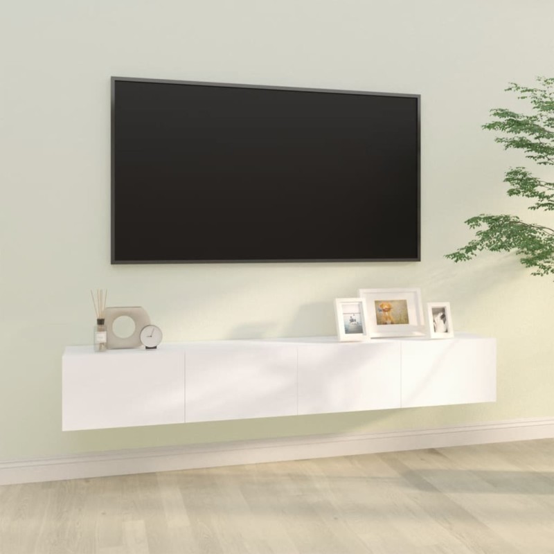 vidaXL Mobili TV da Parete 2 pz Bianchi 100x30x30 cm Legno Multistrato vidaXL Mobili TV da Parete 2 pz Bianchi 100x30x30 cm Legno Multistrato