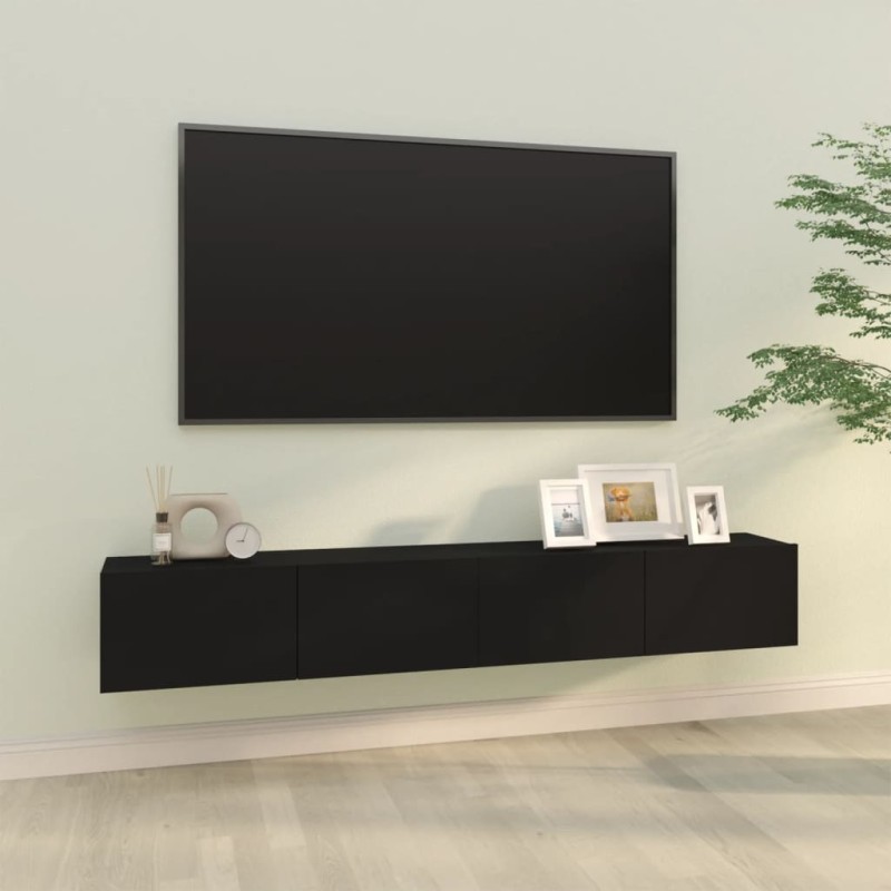 vidaXL Mobili TV da Parete 2 pz Neri 100x30x30 cm Legno Multistrato vidaXL Mobili TV da Parete 2 pz Neri 100x30x30 cm Legno Multistrato