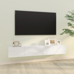vidaXL Mobili TV da Parete 2 pz Bianco Lucido 100x30x30 cm in Legno
