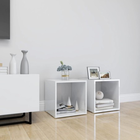 vidaXL Mobile Porta TV 2 pz Bianco Lucido 37x35x37 cm in Truciolato