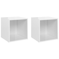 vidaXL Mobile Porta TV 2 pz Bianco Lucido 37x35x37 cm in Truciolato