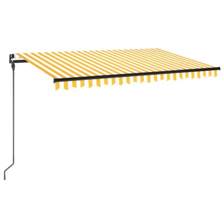 vidaXL Tenda da Sole Retrattile Manuale e LED 450x300 cm Gialla Bianca
