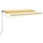 vidaXL Tenda da Sole Retrattile Manuale e LED 450x300 cm Gialla Bianca vidaXL Tenda da Sole Retrattile Manuale e LED 450x300 cm Gialla Bianca