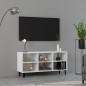 vidaXL Mobile TV con Gambe in Metallo Bianco Lucido 103,5x30x50 cm vidaXL Mobile TV con Gambe in Metallo Bianco Lucido 103,5x30x50 cm