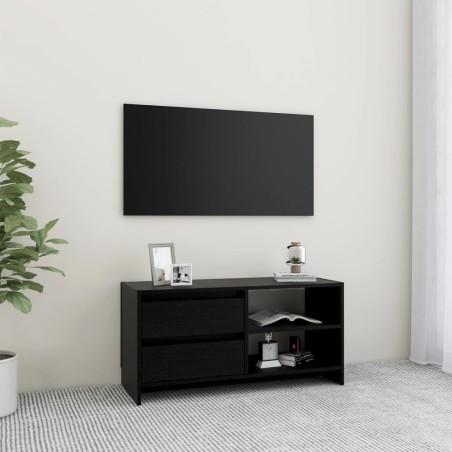 vidaXL Mobile Porta TV Nero 80x31x39 cm in Legno Massello di Pino