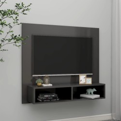 vidaXL Mobile TV a Muro Grigio Lucido 102x23,5x90 cm in Truciolato