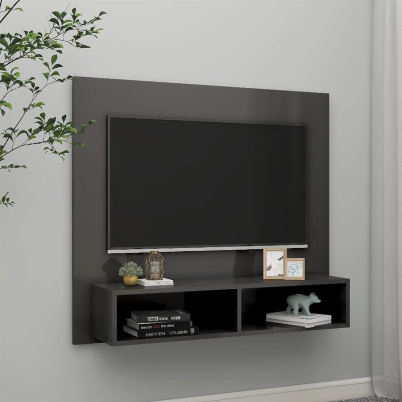 vidaXL Mobile TV a Muro Grigio Lucido 102x23,5x90 cm in Truciolato vidaXL Mobile TV a Muro Grigio Lucido 102x23,5x90 cm in Truciolato