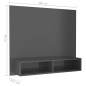 vidaXL Mobile TV a Muro Grigio Lucido 102x23,5x90 cm in Truciolato vidaXL Mobile TV a Muro Grigio Lucido 102x23,5x90 cm in Truciolato