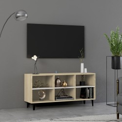 vidaXL Mobile TV con Gambe in Metallo Bianco e Rovere Sonoma 103,5x30x50 cm