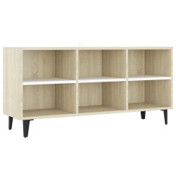vidaXL Mobile TV con Gambe in Metallo Bianco e Rovere Sonoma 103,5x30x50 cm