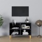 vidaXL Mobile TV Gambe in Legno Massello Grigio Lucido 69,5x30x50 cm vidaXL Mobile TV Gambe in Legno Massello Grigio Lucido 69,5x30x50 cm