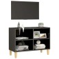 vidaXL Mobile TV Gambe in Legno Massello Grigio Lucido 69,5x30x50 cm vidaXL Mobile TV Gambe in Legno Massello Grigio Lucido 69,5x30x50 cm