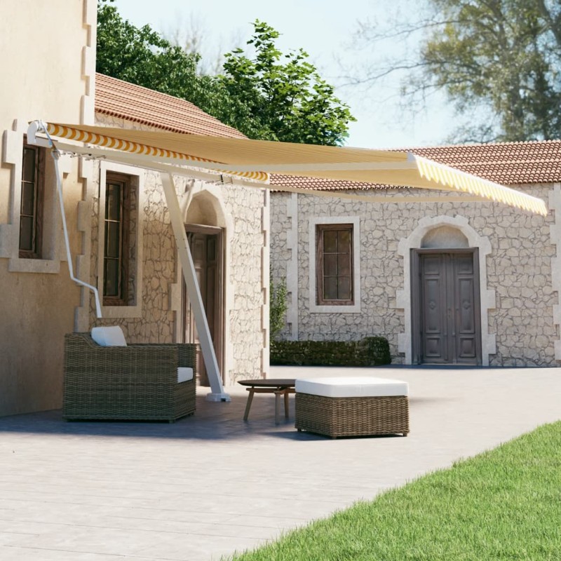 Tenda da Sole Autoportante Automatica 450x300 cm Gialla Bianca Tenda da Sole Autoportante Automatica 450x300 cm Gialla Bianca