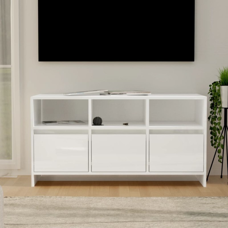 vidaXL Mobile Porta TV Bianco Lucido 102x37,5x52,5 cm in Truciolato vidaXL Mobile Porta TV Bianco Lucido 102x37,5x52,5 cm in Truciolato