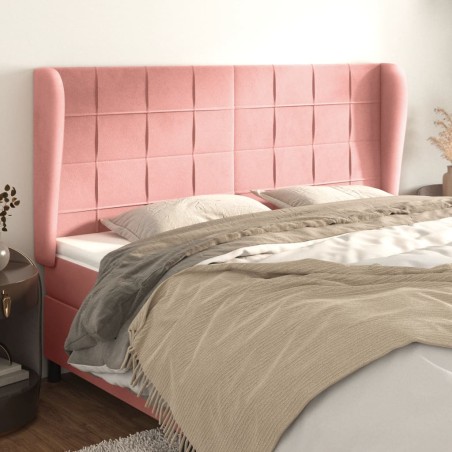 Testiera ad Orecchio Rosa 183x23x118/128 cm in Velluto