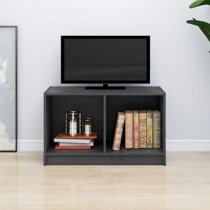 vidaXL Mobile Porta TV Grigio 70x33x42 cm in Legno Massello di Pino vidaXL Mobile Porta TV Grigio 70x33x42 cm in Legno Massello di Pino