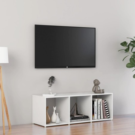 vidaXL Mobile Porta TV Bianco Lucido 107x35x37 cm in Truciolato