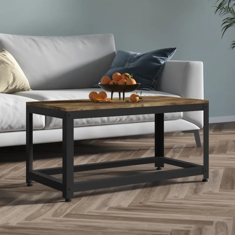 Tavolino Salotto Marrone Scuro e Nero 90x45x45cm in MDF e Ferro Tavolino Salotto Marrone Scuro e Nero 90x45x45cm in MDF e Ferro