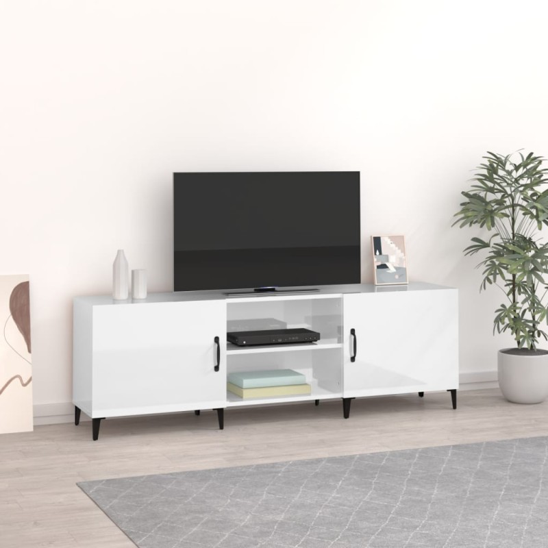 vidaXL Mobile Porta TV Bianco Lucido 150x30x50 cm in Legno Multistrato vidaXL Mobile Porta TV Bianco Lucido 150x30x50 cm in Legno Multistrato