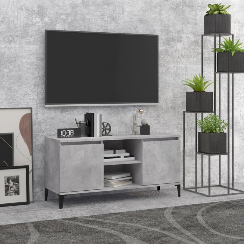 vidaXL Mobile TV con Gambe in Metallo Grigio Cemento 103,5x35x50 cm vidaXL Mobile TV con Gambe in Metallo Grigio Cemento 103,5x35x50 cm