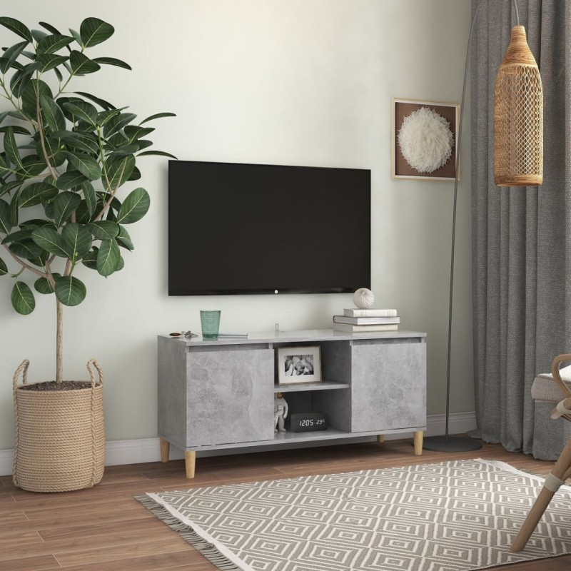 vidaXL Mobile TV con Gambe in Legno Grigio Cemento 103,5x30x50 cm vidaXL Mobile TV con Gambe in Legno Grigio Cemento 103,5x30x50 cm