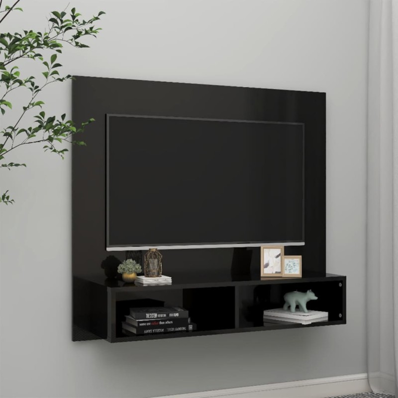 vidaXL Mobile TV a Muro Nero Lucido 102x23,5x90 cm in Truciolato vidaXL Mobile TV a Muro Nero Lucido 102x23,5x90 cm in Truciolato