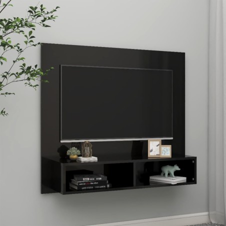 vidaXL Mobile TV a Muro Nero Lucido 102x23,5x90 cm in Truciolato
