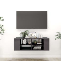 vidaXL Armadietto TV da Parete Grigio Lucido 102x35x35cm in Truciolato