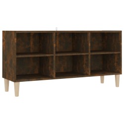 vidaXL Mobile TV con Gambe in Legno Massello Rovere Fumo 103,5x30x50cm