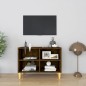 vidaXL Mobile TV con Gambe in Legno Massello Rovere Fumo 69,5x30x50 cm vidaXL Mobile TV con Gambe in Legno Massello Rovere Fumo 69,5x30x50 cm