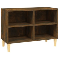 vidaXL Mobile TV con Gambe in Legno Massello Rovere Fumo 69,5x30x50 cm