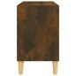 vidaXL Mobile TV con Gambe in Legno Massello Rovere Fumo 69,5x30x50 cm vidaXL Mobile TV con Gambe in Legno Massello Rovere Fumo 69,5x30x50 cm