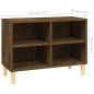 vidaXL Mobile TV con Gambe in Legno Massello Rovere Fumo 69,5x30x50 cm vidaXL Mobile TV con Gambe in Legno Massello Rovere Fumo 69,5x30x50 cm