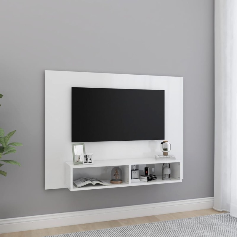 vidaXL Mobile Porta TV a Muro Bianco Lucido 120x23,5x90cm Truciolato vidaXL Mobile Porta TV a Muro Bianco Lucido 120x23,5x90cm Truciolato