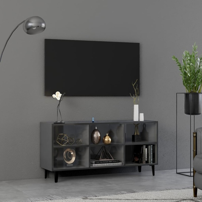 vidaXL Mobile TV con Gambe in Metallo Grigio Lucido 103,5x30x50 cm vidaXL Mobile TV con Gambe in Metallo Grigio Lucido 103,5x30x50 cm