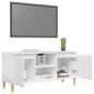vidaXL Mobile TV con Gambe Legno Massello Bianco Lucido 103,5x35x50 cm vidaXL Mobile TV con Gambe Legno Massello Bianco Lucido 103,5x35x50 cm