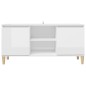 vidaXL Mobile TV con Gambe Legno Massello Bianco Lucido 103,5x35x50 cm vidaXL Mobile TV con Gambe Legno Massello Bianco Lucido 103,5x35x50 cm