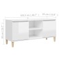 vidaXL Mobile TV con Gambe Legno Massello Bianco Lucido 103,5x35x50 cm vidaXL Mobile TV con Gambe Legno Massello Bianco Lucido 103,5x35x50 cm
