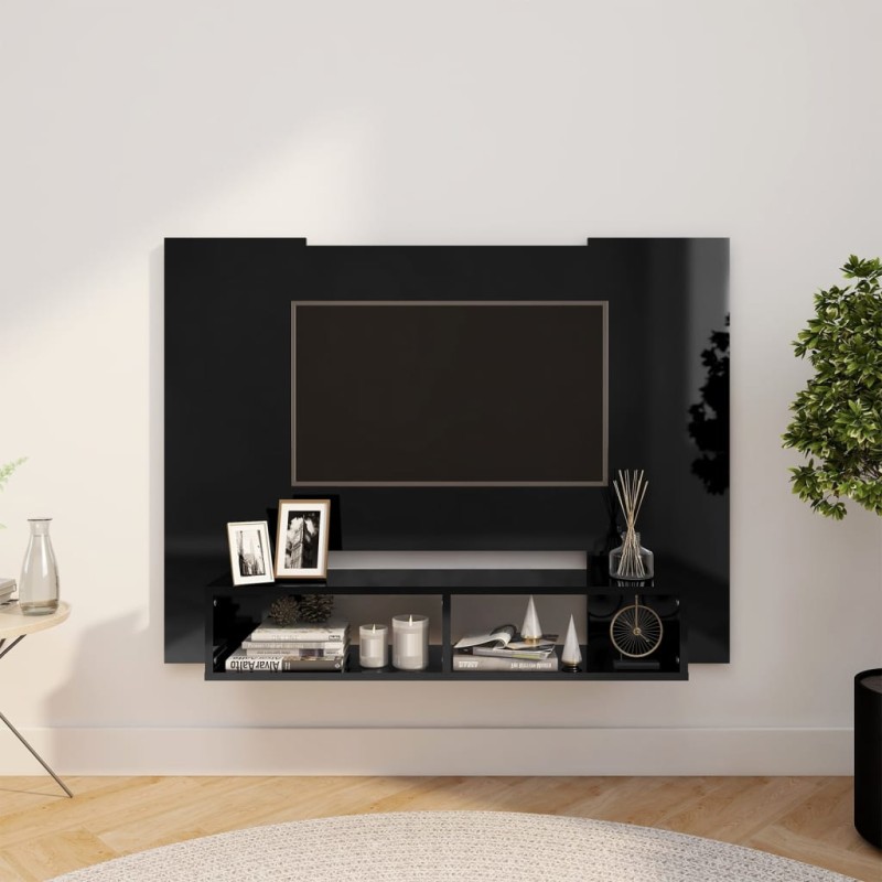 vidaXL Mobile Porta TV a Muro Nero Lucido 120x23,5x90cm Truciolato vidaXL Mobile Porta TV a Muro Nero Lucido 120x23,5x90cm Truciolato