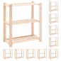 vidaXL Scaffali a 3 Livelli 10 pz 80x38x90 cm in Massello Pino 150 kg