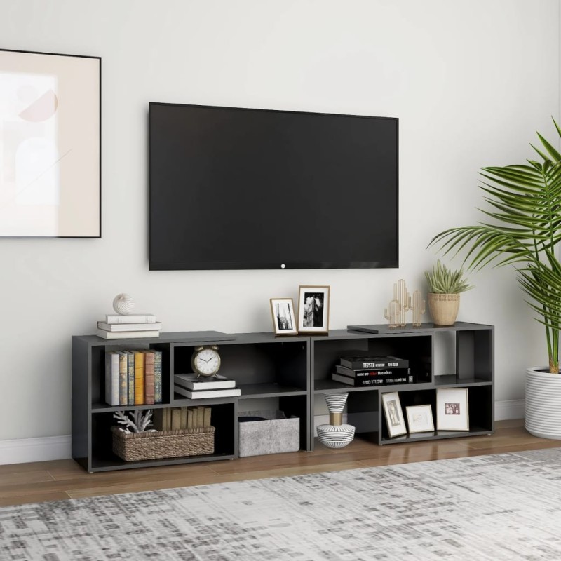 vidaXL Mobile TV Grigio Lucido 149x30x52 cm in Truciolato vidaXL Mobile TV Grigio Lucido 149x30x52 cm in Truciolato
