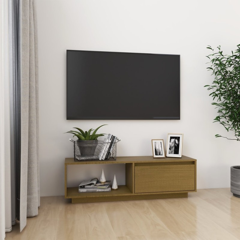 vidaXL Mobile Porta TV Marrone Miele 110x30x33,5 cm in Legno di Pino vidaXL Mobile Porta TV Marrone Miele 110x30x33,5 cm in Legno di Pino