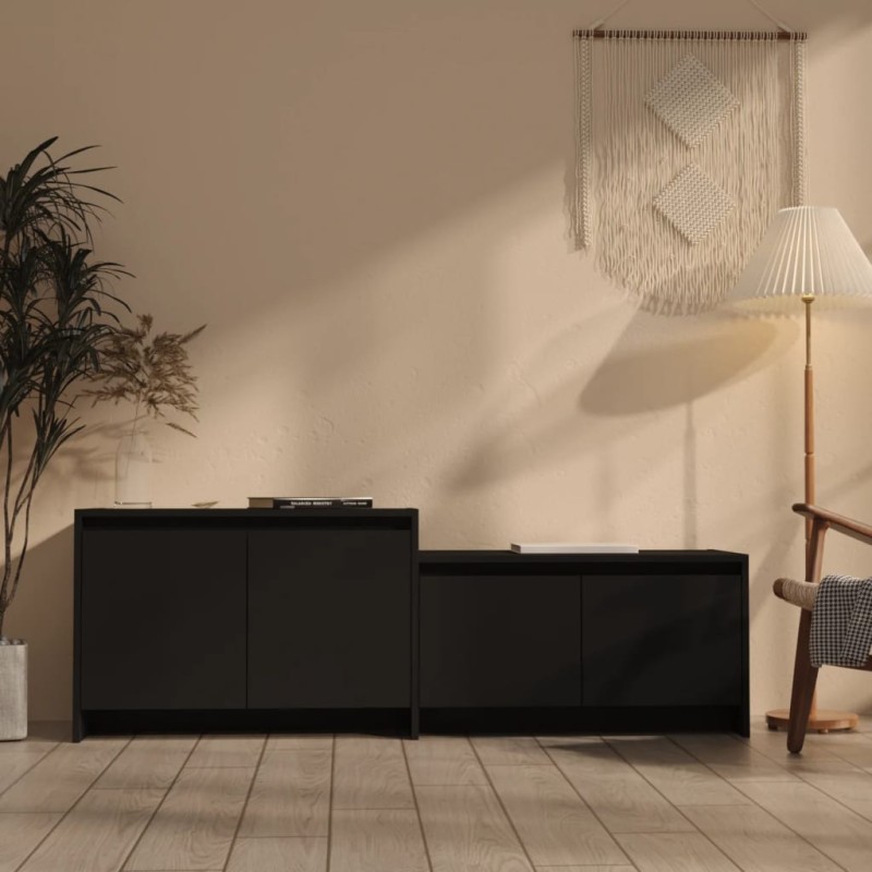 vidaXL Mobile TV Nera 146,5x35x50 cm in Truciolato vidaXL Mobile TV Nera 146,5x35x50 cm in Truciolato