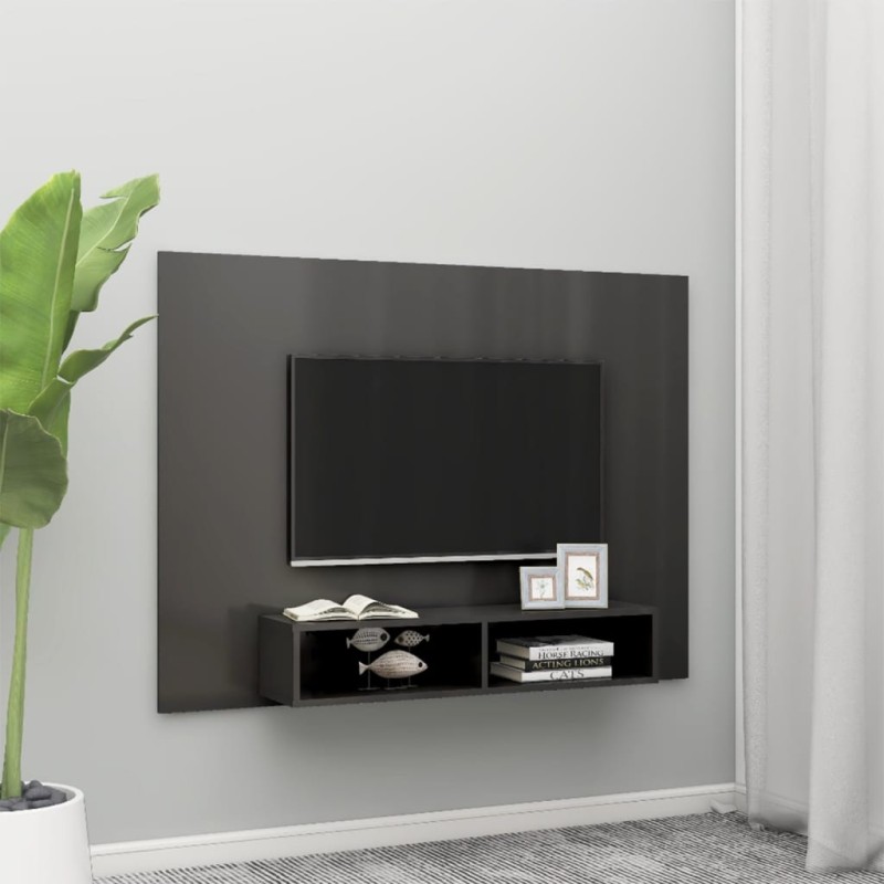 vidaXL Mobile TV a Muro Grigio Lucido 135x23,5x90 cm in Truciolato vidaXL Mobile TV a Muro Grigio Lucido 135x23,5x90 cm in Truciolato