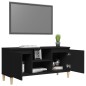 vidaXL Comodino con Gambe in Legno Massello Nero 103,5x30x50 cm vidaXL Comodino con Gambe in Legno Massello Nero 103,5x30x50 cm